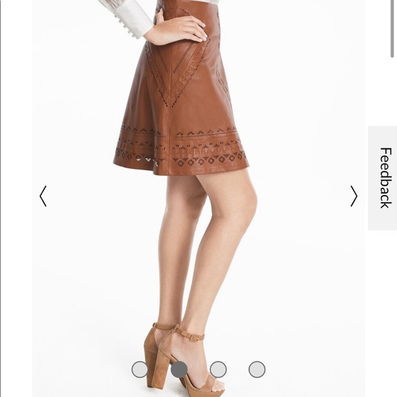 WHBM Laser Cut Leather A Line Skirt - Picture 6 of 8